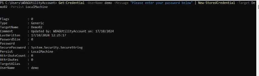 Credential added with Get-Credential Credential added with Get-Credential