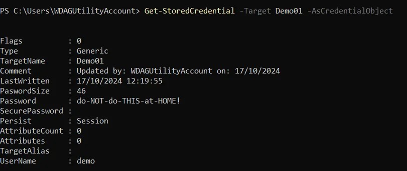 Retrieving a credential in PowerShell with the password Retrieving a credential in PowerShell with the password
