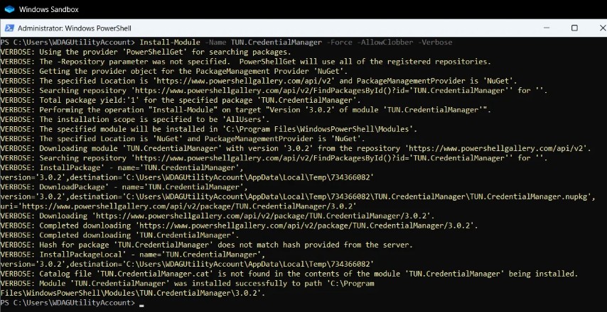 Installing the CredentialManager module in PowerShell Installing the CredentialManager module