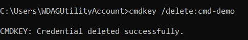 Removing a credential in Command Prompt Removing a credential in Command Prompt